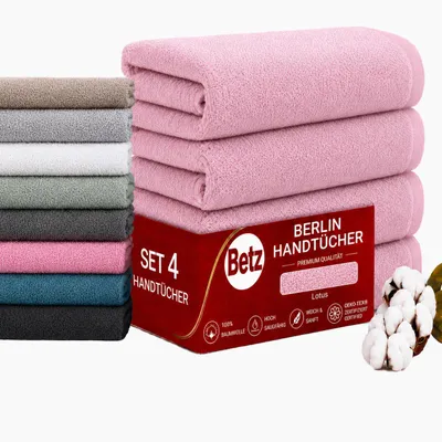 Produktbild von Betz BERLIN 4er Pack Handtücher Set Handtuch Größe 50x100 cm 100% Baumwolle Farbe - lotus - BERLIN