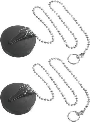 Produktbild von Universeller Kesselfänger mit Kette (Chrom) - 40cm - 2 Stücke - Gummischwimmer - Abflussstopper - Düsenverschluss - Kesselfängersatz - Badezimmerschutz - Badkammerdüsenschutz