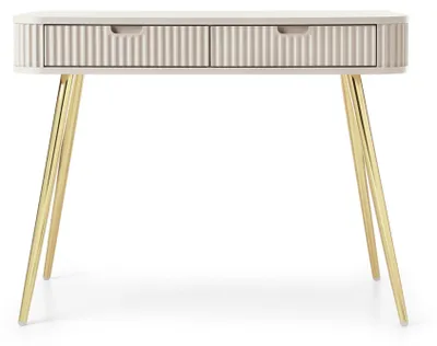 Produktbild von Selsey Zova - Schminktisch mit 2 Schubladen, greige mit goldenen Beinen, 110 cm