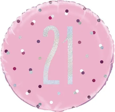 Produktbild von Folienballon rosa & silber Zahl 21