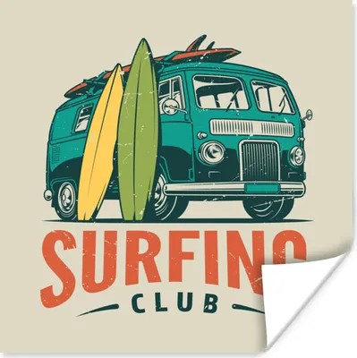Produktbild von MuchoWow® Poster Surfen - Jahrgang - Sommer 30x30 cm - Wandposter - Printing