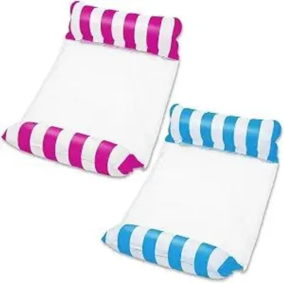 Produktbild von 2 Stück aufblasbare Wasserhängematte - Schwimmbett - Wasserliege - Luftmatratze Pool Lounge - 125x70cm - für Erwachsene, Strand & Meer - 2 Luftpumpen