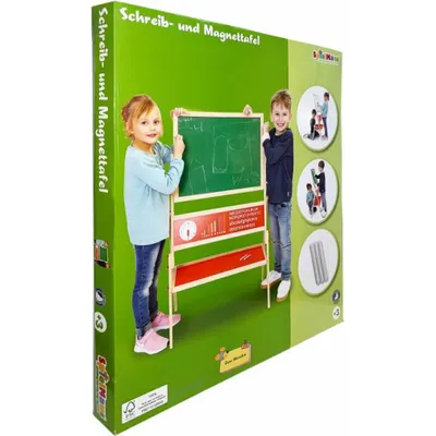Image de SpielMaus Tableau d'écriture et magnétique en bois, inkleide craie