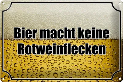 Produktbild von Blechschild Spruch 30x20cm Bier keine Rotweinflecken