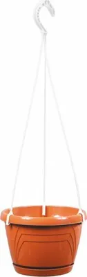 Image de Pot de fleurs suspendu LOGATO avec soucoupe plastique terre cuite d25x17cm