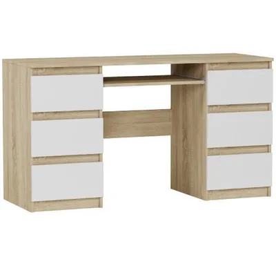 Obrázek produktu pro Psací stůl počítačový 135cm 2 zásuvky 2 skříňky FRAMIRE N-6 mix sonoma