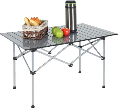 Produktbild von Relaxdays Campingtisch, faltbarer Beistelltisch, HBT 55 x 95 x 53 cm, Camping & Picknick, Klapptisch Stahl, silber