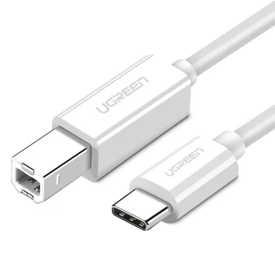 Zdjęcie produktu dla Kabel Ugreen US241 USB-C / USB-B 2.0 do drukarki skanera 1.5 m - biały
