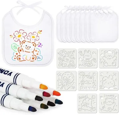 Image de Chiffons pour la peinture sur tissu - 8 chiffons blancs, imperméables, 18 x 18 cm