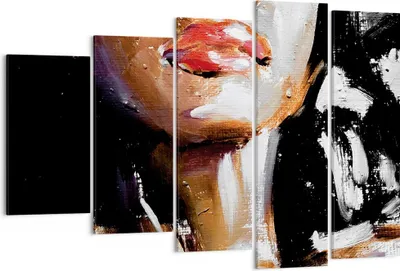 Produktbild von Bild auf Leinwand - Leinwandbild - 5 Teile - Öl Mund Frau - 150x100cm - Wand Bild - Wanddeko - Wandbilder - Leinwanddruck - Bilder - Wanddekoration - Leinwand bilder - Wandbild - EG150x100-4724