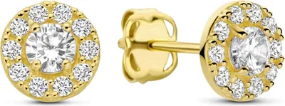 Produktbild von 9NBG-0973 - New Bling - Oorbel met witte zirkonia - 14kt geelgoud - 5.6 x 5.6 mm