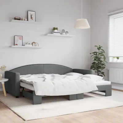Image de Maison Exclusive - Canapé-lit convertible gris foncé 90 x 200 cm en tissu