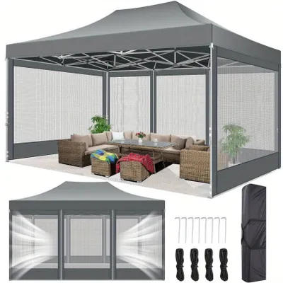 Immagine prodotto di Tenda pop-up - Tenda da giardino - Rifugio - Tenda da giardino - Tenda per mercati - 3x4,5 metri - Con pareti in rete