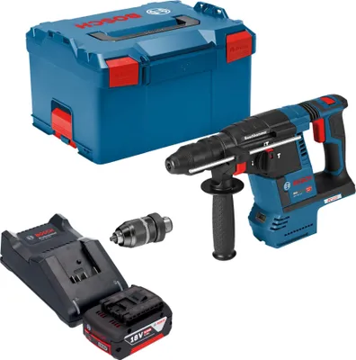 Produktbild von Bosch GBH 18V-26 F Professional Akku Bohrhammer 18 V 2,6 J SDS plus Brushless + 1x Akku 5,0 Ah + Ladegerät + L-Boxx