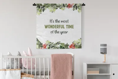 Produktbild von MuchoWow® Wandteppich Wandbehang Weihnachten - Zitat - Aquarell 90x90 cm Tapisserie Dekoration Wandtuch - Wandaufhänger