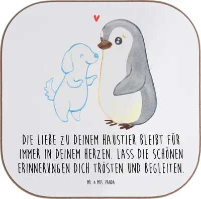 Produktbild von Mr. & Mrs. Panda Tischuntersetzer Trauerbewältigung Haustierverlust - Weiß - Geschenk, Erinnerung an Haustier, Untersetzer für Gläser, Flaschenuntersetzer, Zuversicht