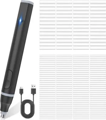 Produktbild von Cuteefun Elektrischer Radiergummi, USB C Wiederaufladbarer Radierstift Elektrisch mit 220 Radiergummi Minen, 2 Größen, Komfort Griff Präzisionsradierer für Studenten, Skizzen, Ingenieure, Schwarz