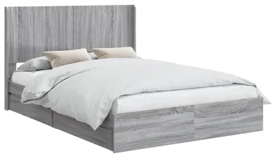 Produktbild von vidaXL Bettgestell mit Stauraum und Kopfteil Grau Sonoma 140 x 200 cm
