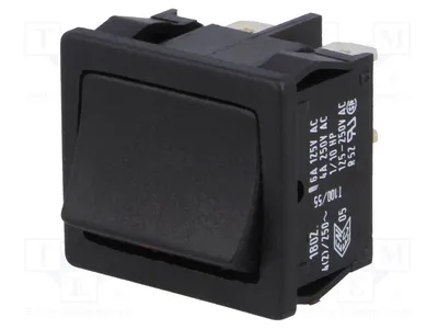 Obrázek produktu pro 1x 4A/250VAC, pozice: 2, IP40, černá, vypínač (OFF-(ON)), chybí: 1802.1221, pákový spínač