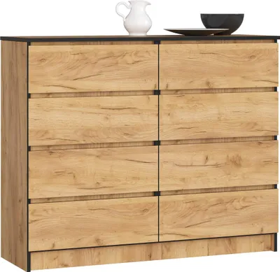 Obrázok produktu pre raumhirsch Vysoká komoda s 8 zásuvkami, výška 120 cm. Bočná komoda/skriňa/servant, výška 99 cm