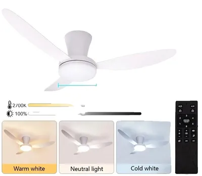 Produktbild von Deckenventilator Licht, 3 Farbtemperaturen, 6 Geschwindigkeitsstufen einstellbar, 3-Blatt