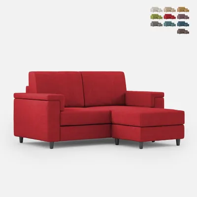 Produktbild von Moderner 2-Sitzer Stoffsofa 168cm mit Hocker Marrak 140P - Rot