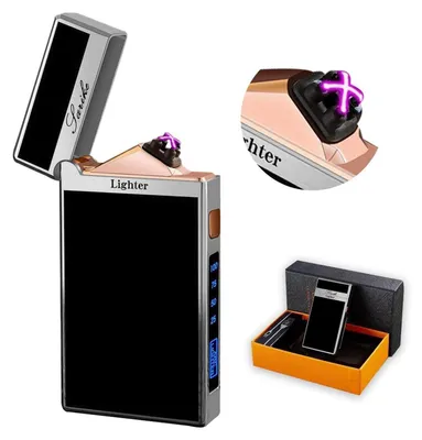 Immagine prodotto di Accendino elettrico a plasma, ricaricabile tramite USB, con luce LED, colore argento