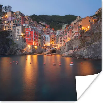 Produktbild von MuchoWow® Poster Beleuchtung im Dorf Cinque Terre in Italien 50x50 cm - Wohnzimmerdekoration