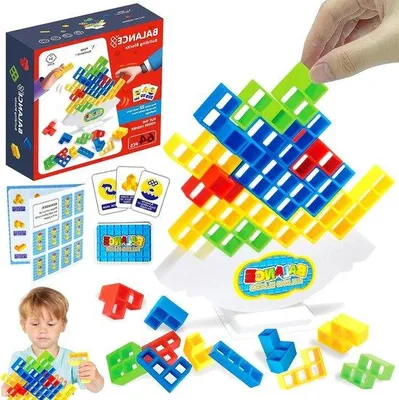 Immagine prodotto di Fantastico set da gioco in legno da 64 pezzi - Torre di equilibrio per bambini creativi - Gioco di puzzle per bambine e bambini