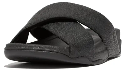 Produktbild von FitFlop FitFlop Surfer Mens Tumbled-Leather Cross Slides SCHWARZ 44
