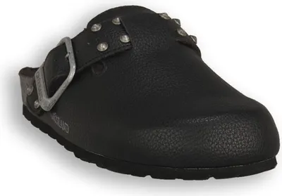 Produktbild von Grünland Damen Holzschuhe aus Naturleder Schwarz mit Kork-Innensohle