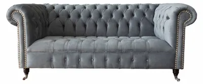 Produktbild von Sofa 3 Sitz Textil Sofas Couch Polster Chesterfield Couchen Grau Dreisitzer