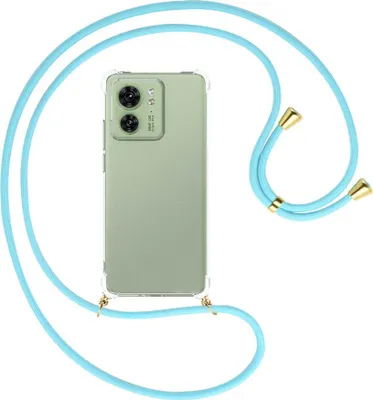 Produktbild von Handykette Backcover-Schutzhülle mit Band (Metall goldfarben) für Motorola Edge 40 5G (6.55'') - himmelblau