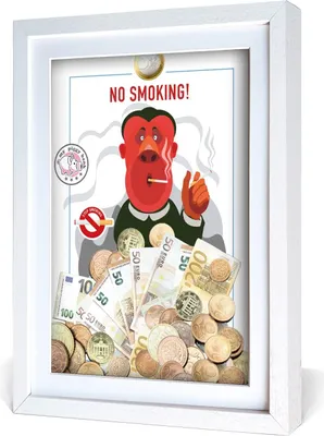 Produktbild von aFFa frames My Piggy Bank Spardose, 3D Bilderrahmen zum Befüllen, Geldgeschenke Verpackung für Auto, Haus, Geburtstag, mit Acrylglasfront, aus Holz, 32x42x2,5cm, Weiß,  Rahmen Nichtraucher Muster