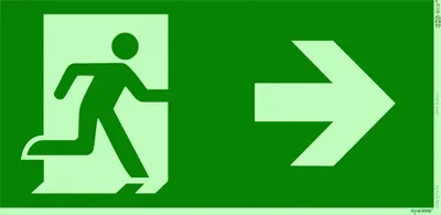 Produktbild von orig. ANDRIS® Marken-Schild Fluchtweg / Notausgang / Rettungsweg Symbol rechts ISO Folie nachleuchtend & selbstklebend 297x148mm