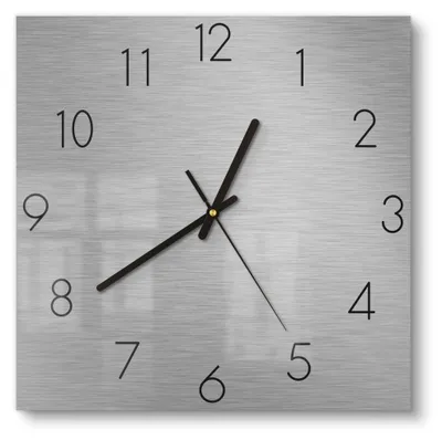 Produktbild von DEQORI Glasuhr 30x30 cm Zahlen 'Gebürsteter Stahl' Wanduhr Glas Uhr Design leise