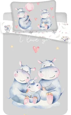 Produktbild von Baby Bettwäsche Hippos Nilpferd  100x135 cm