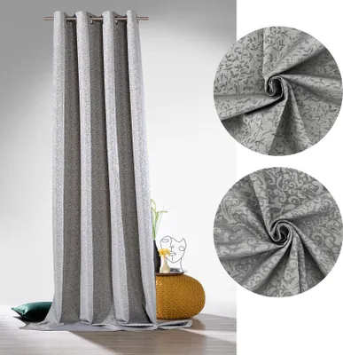 Produktbild von heimtexland ® Thermogardine Verdunkelungsvorhang Ösenschal Gardine Jacquard Blackout Beschichtung Deko Vorhang Blickdicht Isolierend HxB 245x135 Typ829 Anthrazit - Ornamente