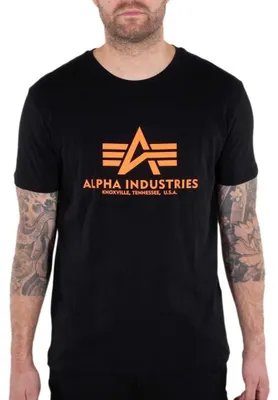 Produktbild von Alpha Industries Herren Basic Reflective Print T-Shirt, Black/Refl.Oran, M