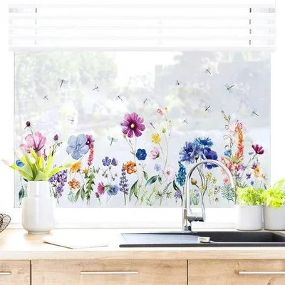 Image de Stickers muraux autocollants « BLOEMENWEIDE » (85 x 35 cm) – Idéaux pour la chambre d'enfant, le salon, la cuisine et la décoration d'intérieur