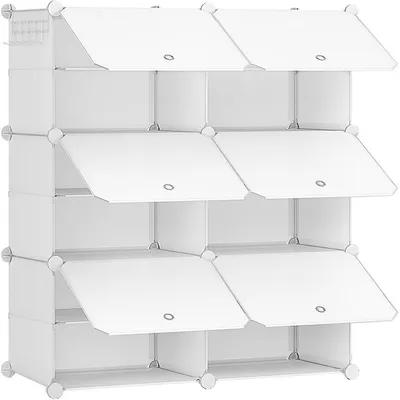 Produktbild von Schuhregal mit 6 Fächern, 24 Paar Schuhe, 80 x 30 x 90 cm, Weiß