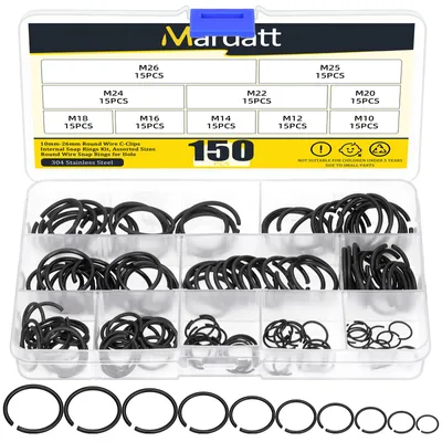 150er Set C-Clips 10-26 mm, runde Draht-Sicherungsringe für Wellen