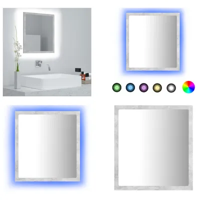 Image de vidaXL Miroir de salle de bain LED gris béton 40x8,5x37 cm Acrylique - Miroir - Miroir de salle de bain - Miroir de salle de bain