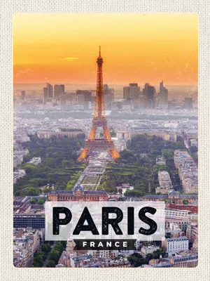 Produktbild von vianmo Holzschild 40x30 cm Paris Frankreich Eiffelturm Straße Stadt