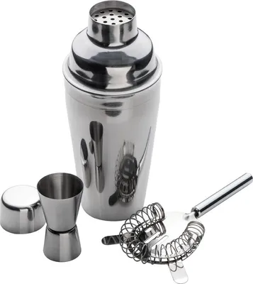 Produktbild von Cocktail Set / 3tlg. mit Shaker, Messbecher und Sieb / verchromt
