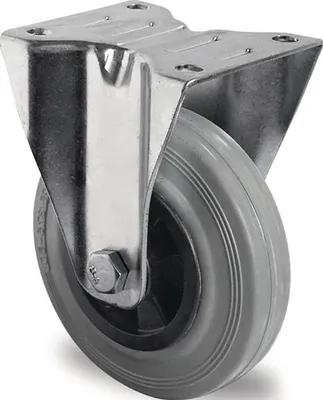 Produktbild von Bockrolle 80 mm 70 kg Vollgummi Rollenlager 105 x 80 mm Polypropylen