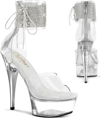 Produktbild von CAPTIVA-624RS Pleaser High Heels transparente Plateausandaletten Strassmanschette