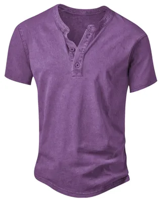 Produktbild von Solidchoice – Herren Henley-Shirt aus Baumwolle, schmal geschnitten, Kurzarm, Lila