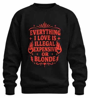 Produktbild von Everything I Love Is Illegal Expensive Statement Sarkasmus Sweatshirt Pullover, Schwarz, XL