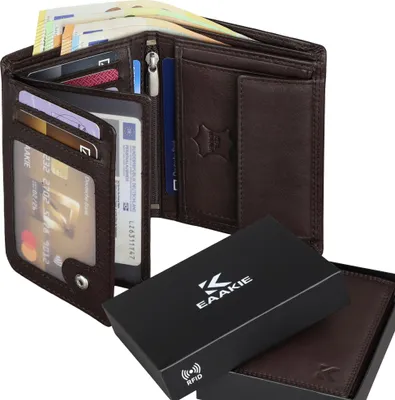 Produktbild von Leder Geldbörse Herren Portemonnaie RFID Hochformat Geldbeutel Echtleder (9900) Braun